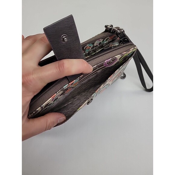 Sakroots Multicolor Wristlet Wallet  Women Removable Strap Brown Heart Whimsical - Picture 6 of 12